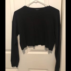 Black Waffle Knit crop top